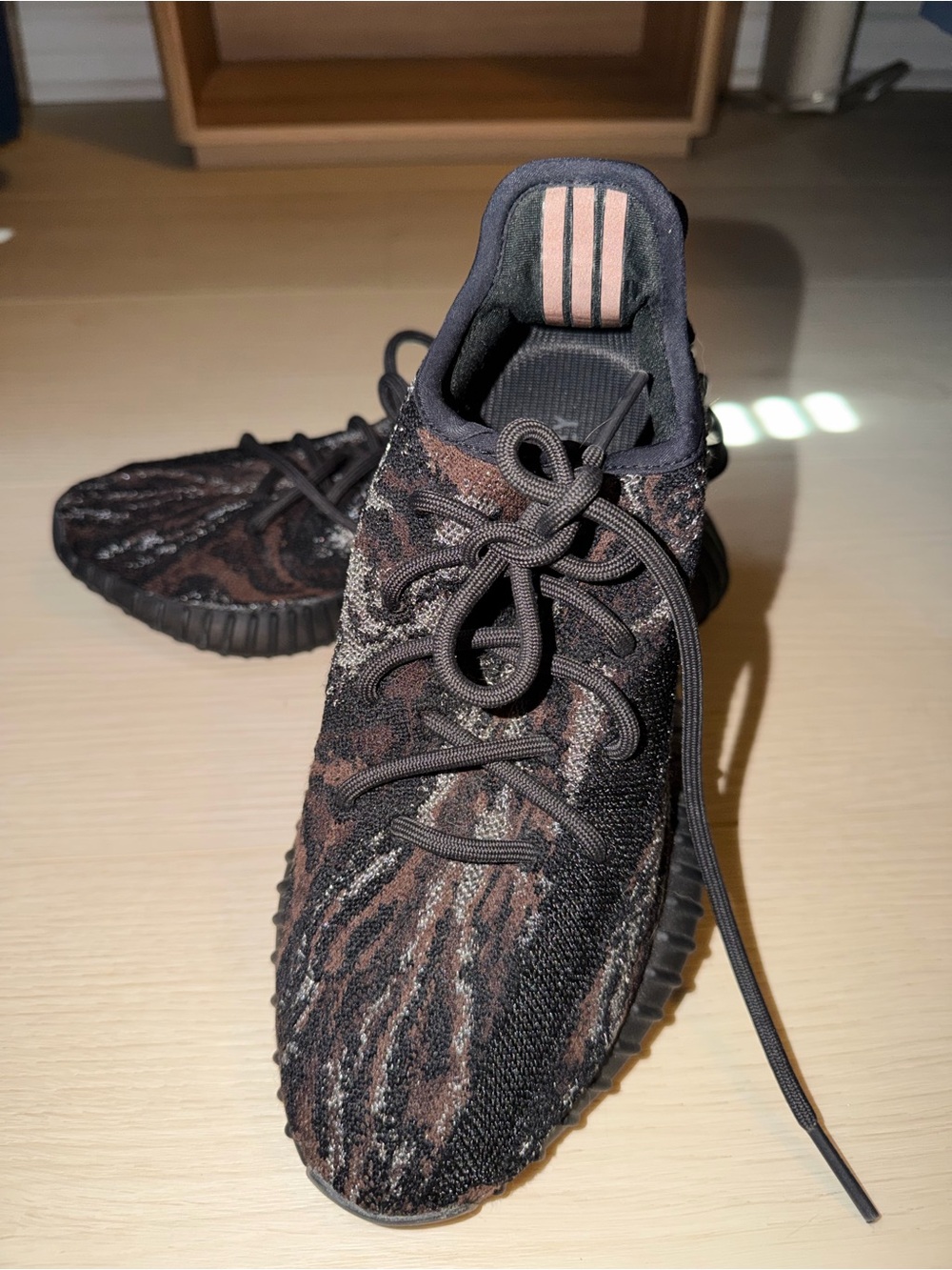 Yeezy Kids Sneakers - Black and Brown Patterned Knit